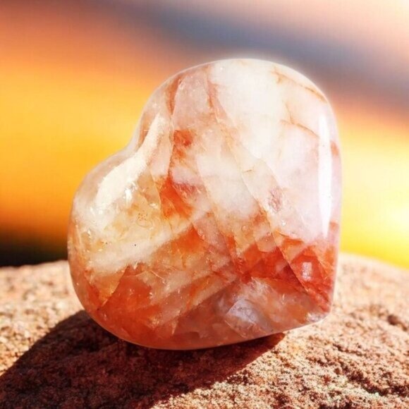 Fire Hematoid Quartz ✦ Rainbow Crystal Heart ✦ Grounding Focus Ritual NWT - Picture 3 of 13